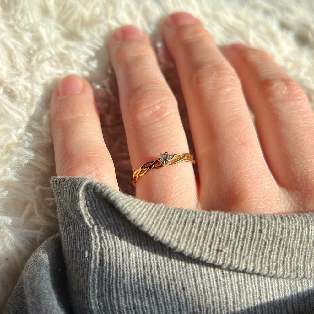 Dainty Braided Gold Tone Ring